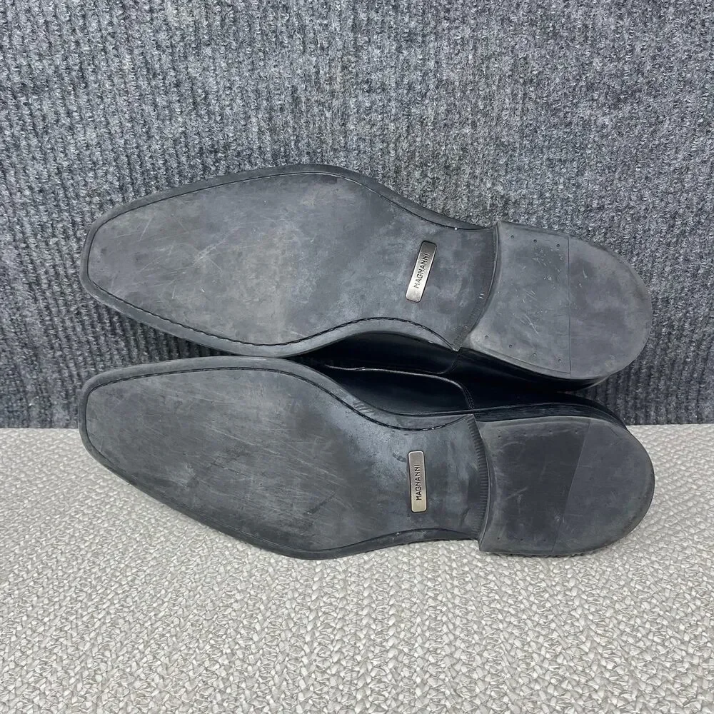 Magnanni Mauricio Monk Strap Apron Toe Oxfords Black Leather Mens 10.5 23473